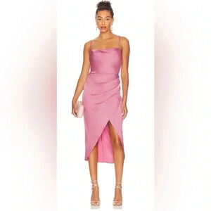 Revolve More To Come Adonia Wrap Midi Dress in Pink Sz XS